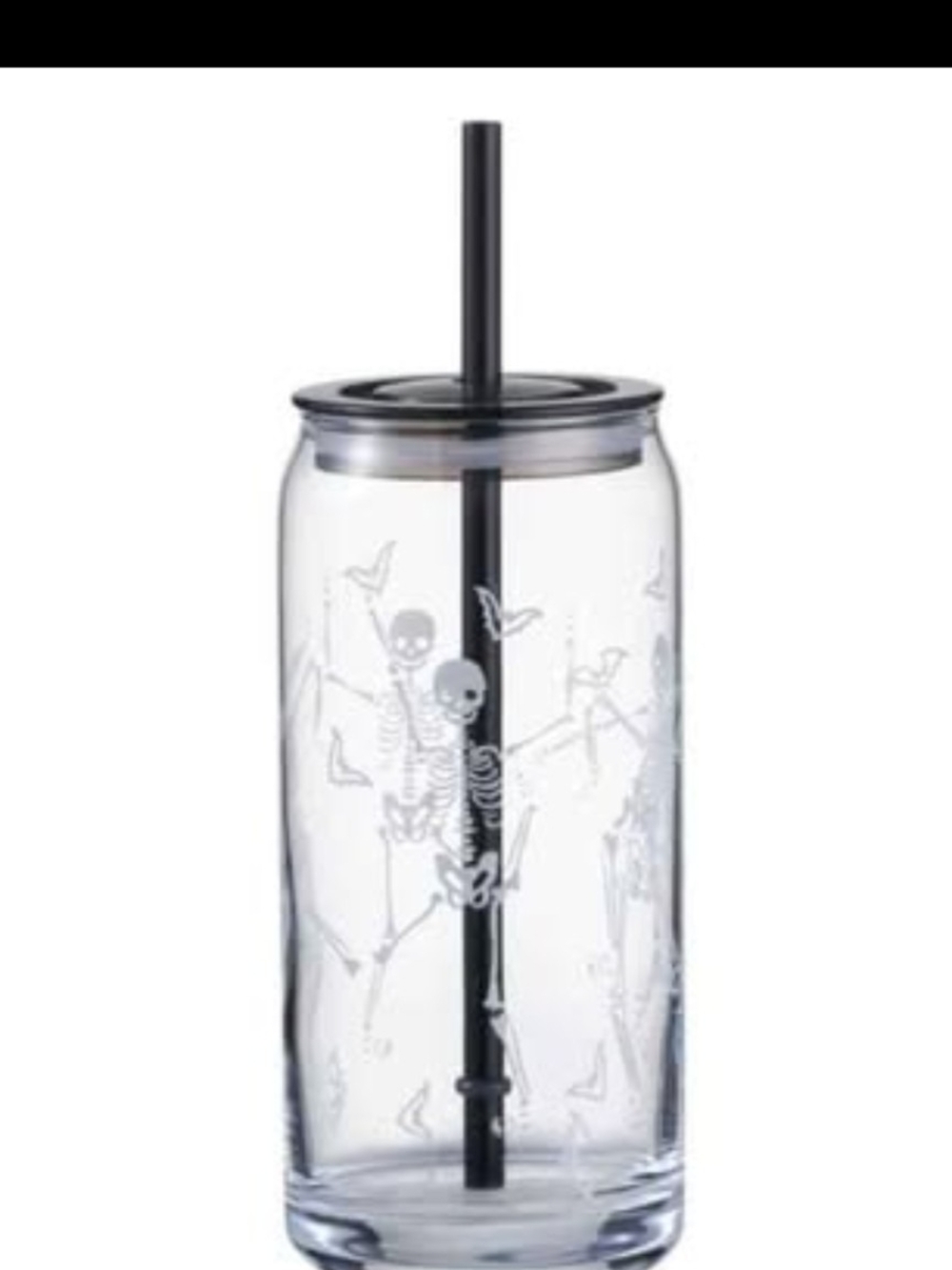 Glass Tumbler Set with Black Straw and Lid